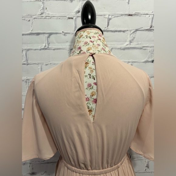 Show me your MUMU Emily Empire Maxi Dress in soft beige chiffon NWT Size Small - Picture 6 of 8